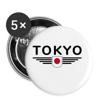 Tokio Japan Fan Outfit T Shirt Design - Buttons groß 56 mm (5er Pack) - Weiß - Vorne