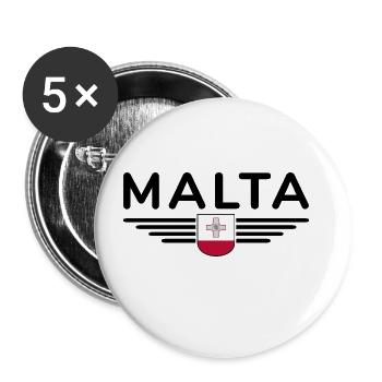 Malta T-Shirt – Für Insel-Fans - Buttons groß 56 mm (5er Pack) - Weiß - Vorne