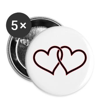 Coeurs en amour mariage - Lot de 5 grands badges (56 mm) - blanc - Devant