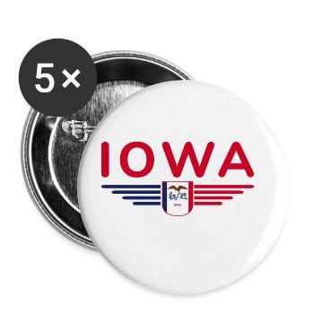 Iowa Fan T-Shirt – Your State! - Buttons large 2.2''/56 mm (5-pack) - white - Front