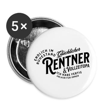 Glücklicher Rentner & Vollzeitopa - Buttons groß 56 mm (5er Pack) - Weiß - Vorne