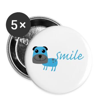Smile Dog Hund Hunde Hündchen - Buttons groß 56 mm (5er Pack) - Weiß - Vorne