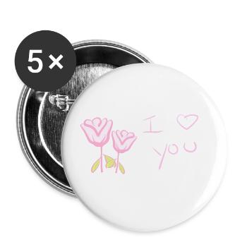 I love you flower Valentine's Day - Buttons large 2.2''/56 mm (5-pack) - white - Front