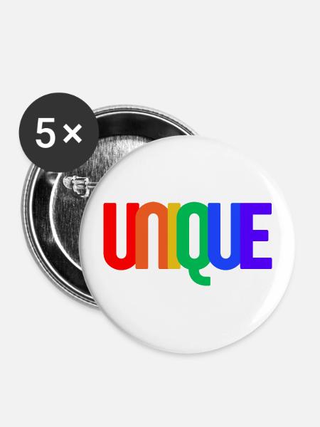 UNIQUE (Regenbogen) - Buttons groß 56 mm (5er Pack) - Weiß