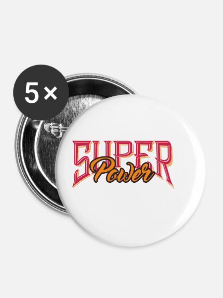 Super Power - Buttons groß 56 mm (5er Pack) - Weiß