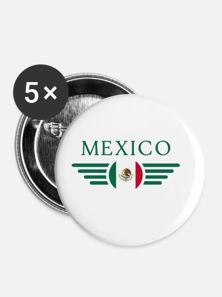 Mexiko - Buttons groß 56 mm (5er Pack) - Weiß