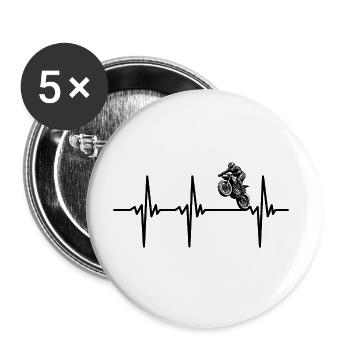 Heartbeat for bikers and motorcycles - Buttons large 2.2''/56 mm (5-pack) - white - Front