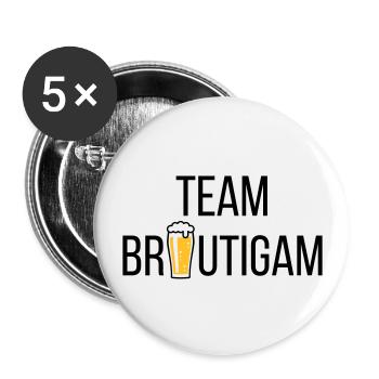 Team Bräutigam (Bier / Junggesellenabschied / POS) - Buttons groß 56 mm (5er Pack) - Weiß - Vorne