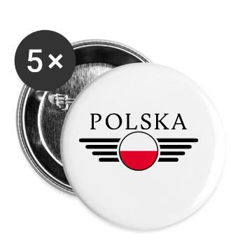 T-shirt de style polonais - Lot de 5 grands badges (56 mm) - blanc - Devant