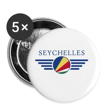 J’aime les Seychelles, T-shirt design de style élégance - Lot de 5 grands badges (56 mm) - blanc - Devant