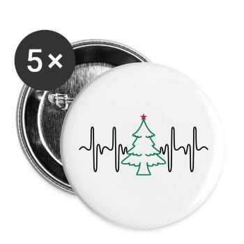 Heartbeat Christmas Tree (colors changeable) - Buttons large 2.2''/56 mm (5-pack) - white - Front