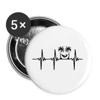 Heartbeat for Tropics Holidays Sea and Palm Trees - Buttons large 2.2''/56 mm (5-pack) - white - Front