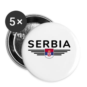 Design Serbie – Fierté et passion - Lot de 5 grands badges (56 mm) - blanc - Devant