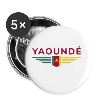Yaoundé Design – Fier de la capitale du Cameroun - Lot de 5 grands badges (56 mm) - blanc - Devant