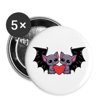 Fledermaus Paar Valentinstag - Buttons groß 56 mm (5er Pack) - Weiß - Vorne