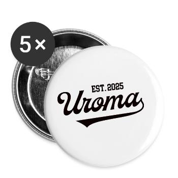 Uroma est 2025 Urgroßmutter in 24 Uromas Großoma - Buttons groß 56 mm (5er Pack) - Weiß - Vorne