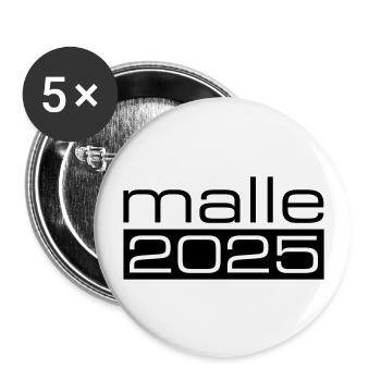 Malle 2025 - Buttons groß 56 mm (5er Pack) - Weiß - Vorne