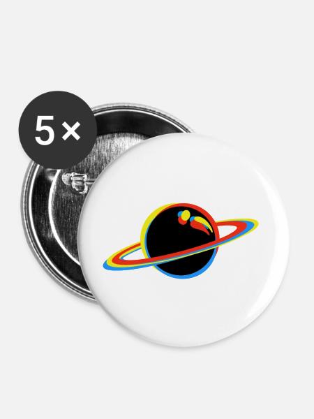 Planet - Buttons groß 56 mm (5er Pack) - Weiß