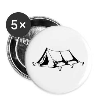 zelt camping symbol zelten natur - Buttons groß 56 mm (5er Pack) - Weiß - Vorne
