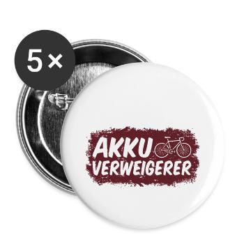 Fahrradfahrer Akkuverweigerer - Buttons groß 56 mm (5er Pack) - Weiß - Vorne