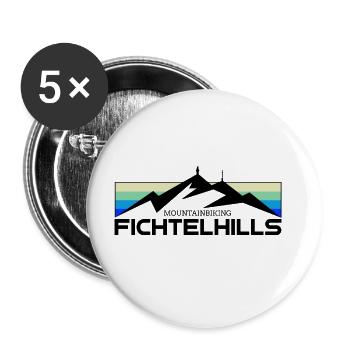 Fichtelhills Mountainbiking Fichtelgebirge Fahrrad - Buttons groß 56 mm (5er Pack) - Weiß - Vorne