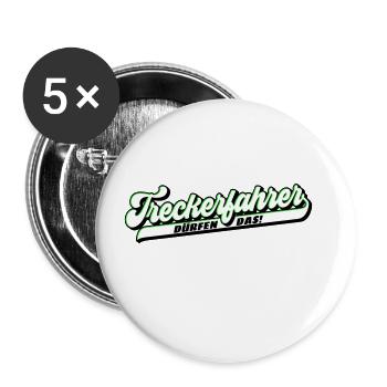 Farben änderbar | Treckerfahrer dürfen das - Buttons groß 56 mm (5er Pack) - Weiß - Vorne