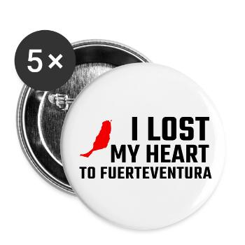 J’AI PERDU MON CŒUR À FUERTEVENTURA - Lot de 5 grands badges (56 mm) - blanc - Devant