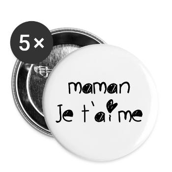 Maman je t’aime - Lot de 5 grands badges (56 mm) - blanc - Devant