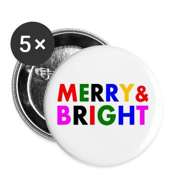 Merry and bright - Lot de 5 grands badges (56 mm) - blanc - Devant