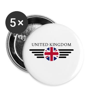 Vereinigtes Königreich Stil T-Shirt - Buttons groß 56 mm (5er Pack) - Weiß - Vorne