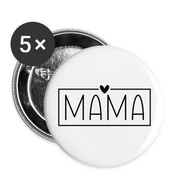 Mama Rahmen Herz Mutter Liebe Muttertag Geschenk - Buttons groß 56 mm (5er Pack) - Weiß - Vorne