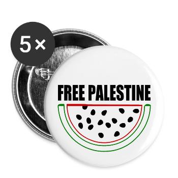 Free palestine Wassermelone Melone - Buttons groß 56 mm (5er Pack) - Weiß - Vorne