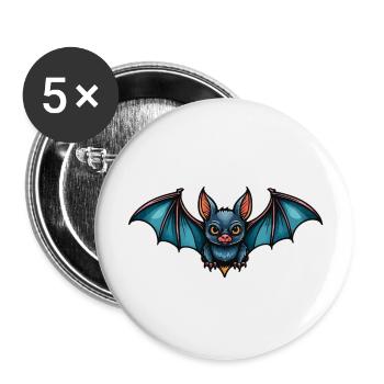 Fledermaus Neo Traditional - Buttons groß 56 mm (5er Pack) - Weiß - Vorne