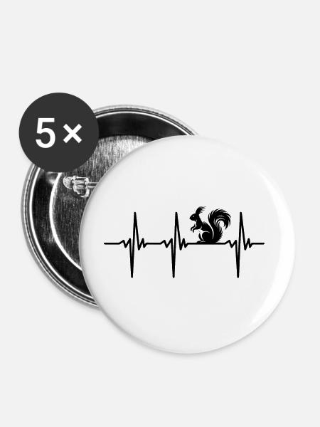 Herzschlag für lustige Eichhörnchen - Buttons groß 56 mm (5er Pack) - Weiß
