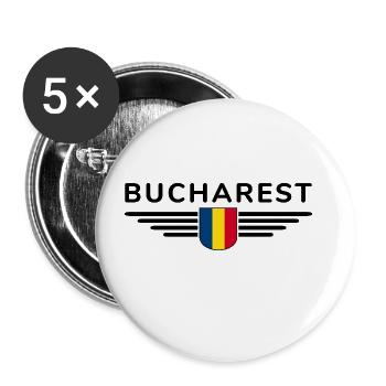 Bucharest T Shirt for Romania Fans Outfit - Buttons large 2.2''/56 mm (5-pack) - white - Front