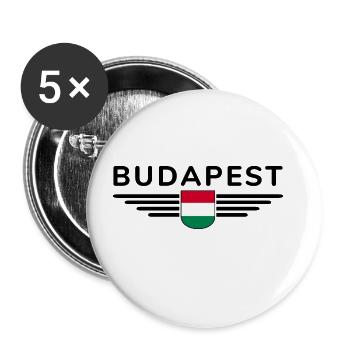 Budapest T-Shirt für Ungarn-Fans - Buttons groß 56 mm (5er Pack) - Weiß - Vorne