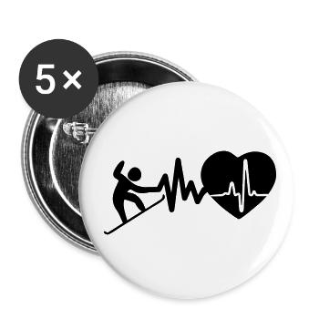snowboarding ist leben herzschlag design fahrer - Buttons groß 56 mm (5er Pack) - Weiß - Vorne