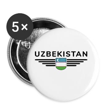 Usbekistan T-Shirt – Stolz und Kultur - Buttons groß 56 mm (5er Pack) - Weiß - Vorne