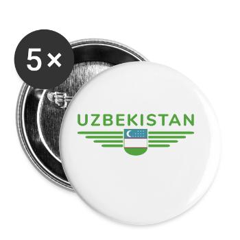T-shirt de l’Ouzbékistan – Fierté et culture - Lot de 5 grands badges (56 mm) - blanc - Devant