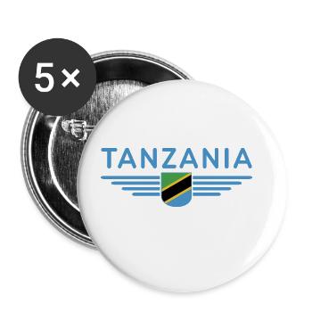 Tanzania T-Shirt for Real Fans - Buttons large 2.2''/56 mm (5-pack) - white - Front