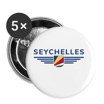Fans des Seychelles : des t-shirts pour rêver sur l’île - Lot de 5 grands badges (56 mm) - blanc - Devant