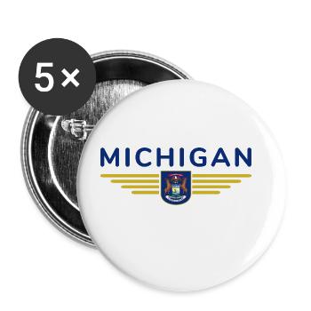 Michigan Fan T-Shirt – Parfait pour les vrais fans ! - Lot de 5 grands badges (56 mm) - blanc - Devant