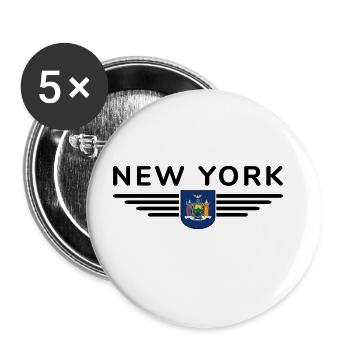 T-shirt de supporter de New York – Parfait pour les fans ! - Lot de 5 grands badges (56 mm) - blanc - Devant
