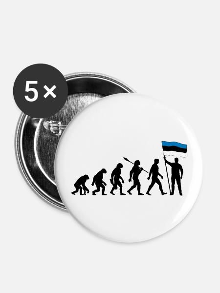 Estland - Evolution - Flagge - Nation - Buttons groß 56 mm (5er Pack) - Weiß