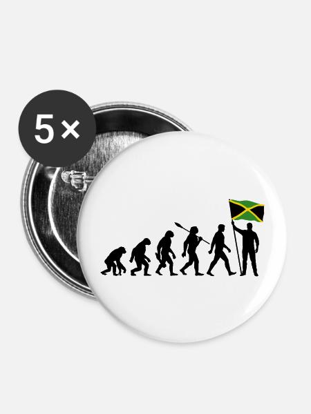 Jamaica - Evolution - Flagge - Nation - Buttons groß 56 mm (5er Pack) - Weiß