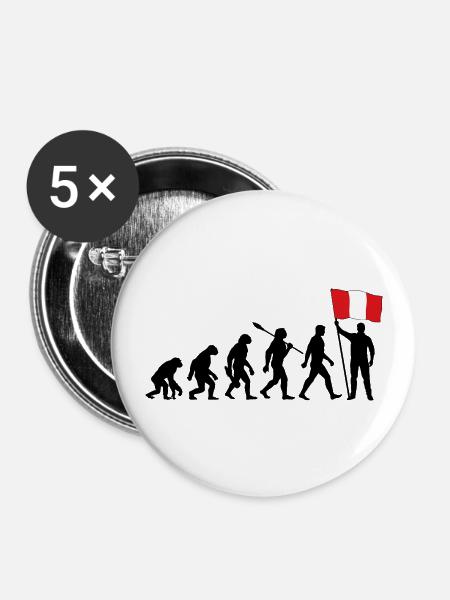 Peru - Evolution - Flagge - Nation - Buttons groß 56 mm (5er Pack) - Weiß