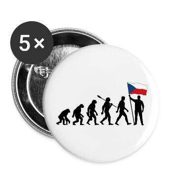 Tschechien - Evolution - Flagge - Nation - Buttons groß 56 mm (5er Pack) - Weiß - Vorne