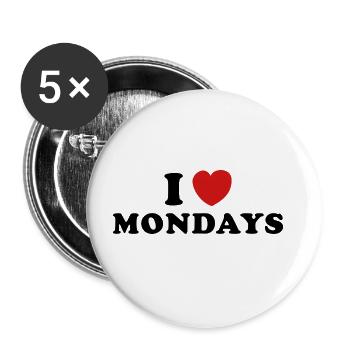 I Love Mondays - Buttons large 2.2''/56 mm (5-pack) - white - Front