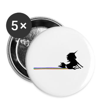 Caca arc-en-ciel de licorne - Lot de 5 grands badges (56 mm) - blanc - Devant