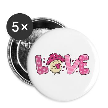 Mushroom in love heart couples valentine's day - Buttons large 2.2''/56 mm (5-pack) - white - Front